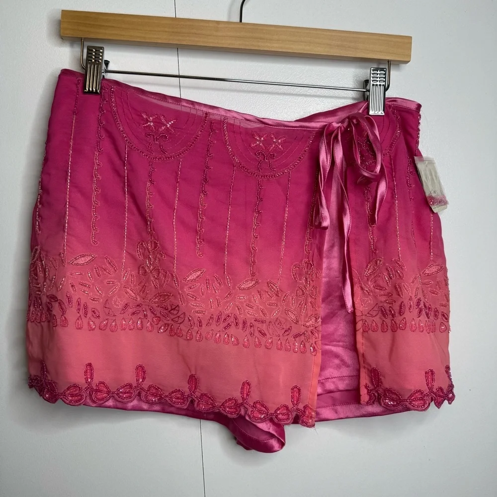 Free People Lala Beaded Skort in Pink Embroidered Ombre NWT $168 Small - Picture 3 of 15